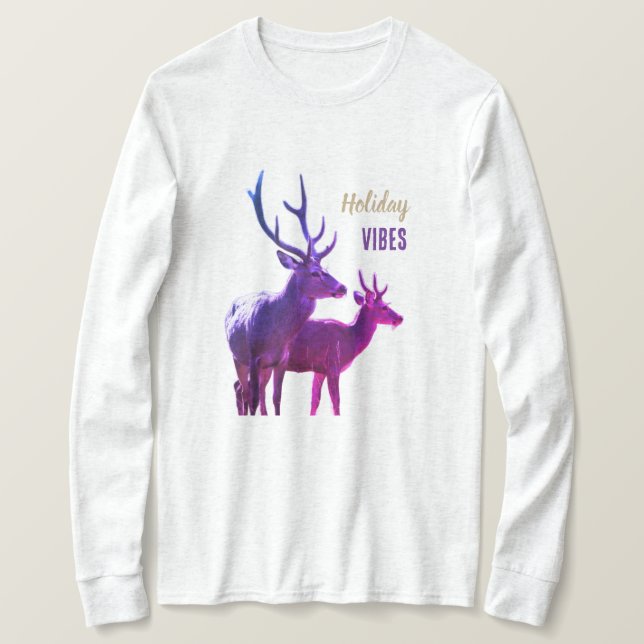 Holiday Vibes Deers Long Sleeves Top (Design Front)