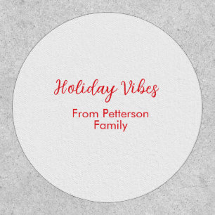 Holiday Vibes red Christmas add family name date b Patch