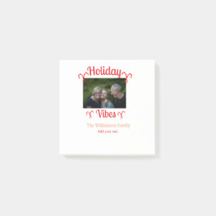 Holiday Vibes red family photo name candy Christma Post-it Notes
