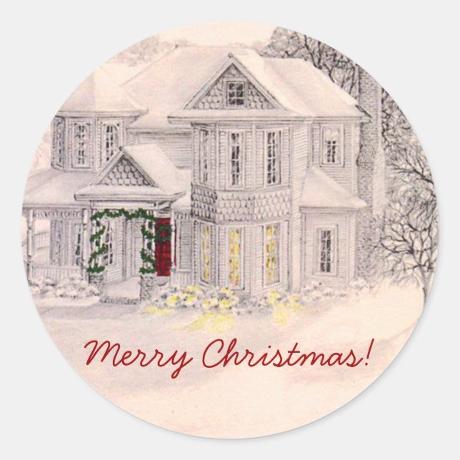 Holiday Victorian House Sticker (Front)