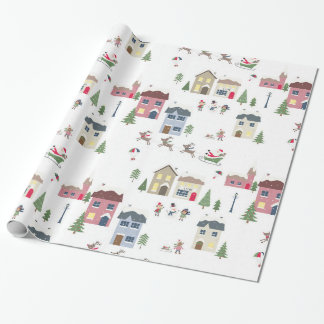 Holiday village wrapping paper