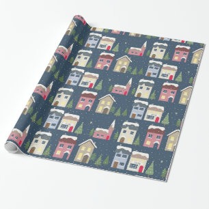 Holiday village wrapping paper