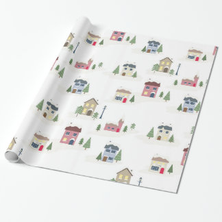 Holiday village wrapping paper