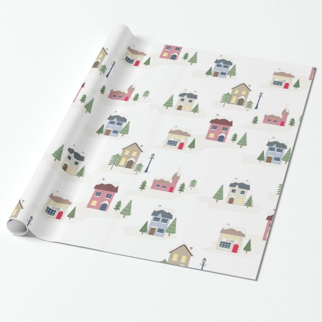 Holiday village wrapping paper (Unrolled)
