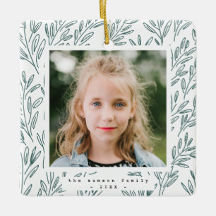 Holiday Vines Photo Ceramic Ornament