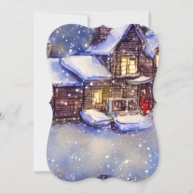 Holiday Vintage Cabin Blank Christmas Card (Front)