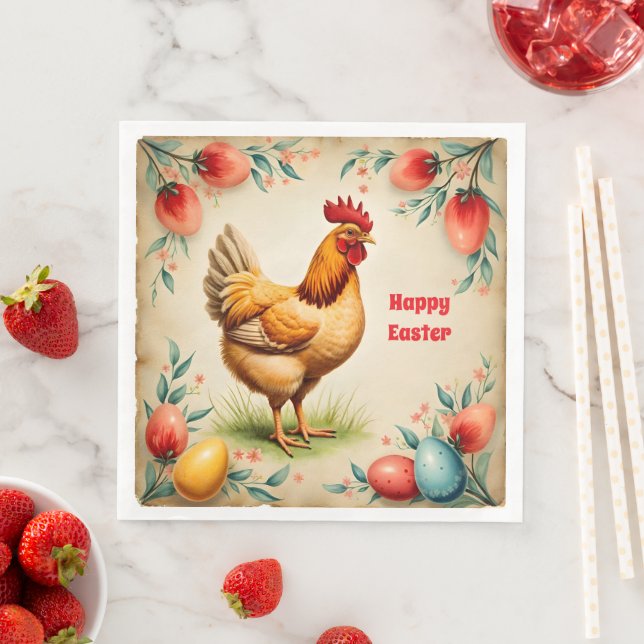 Holiday Vintage Easter Trendy Collection Paper Dinner Napkins (Insitu)