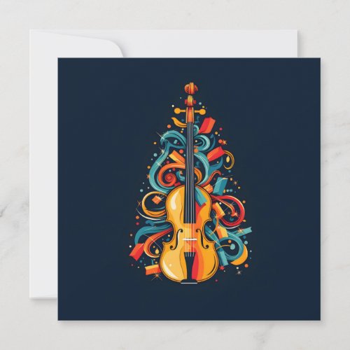 Holiday violin Christmas tree greeting card