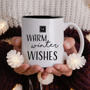 Holiday Warm Winter Wishes Christmas Quote Two-Tone Coffee Mug