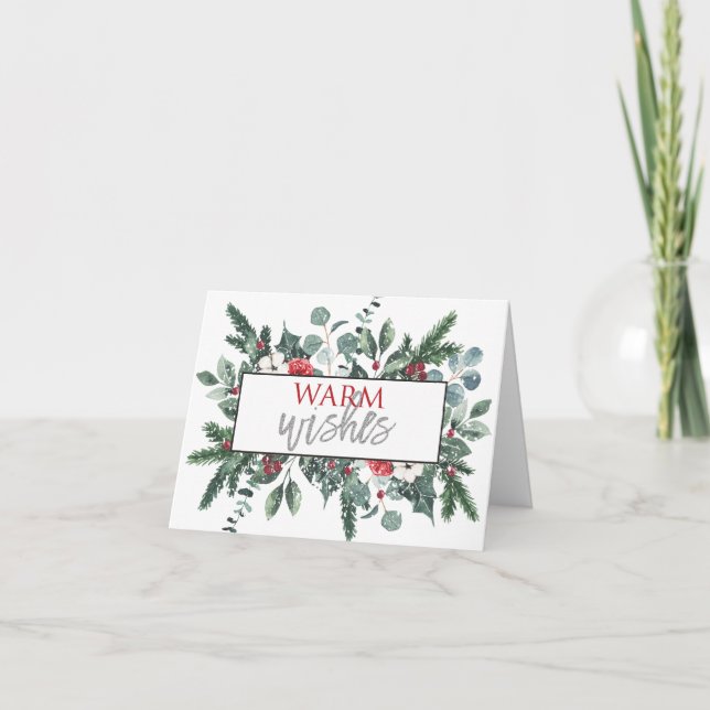 Holiday Warm Wishes with Photo Christmas Card (Front)