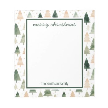 Holiday Watercolor Christmas Tree Notepad by NoteworthyPrintables at Zazzle