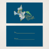 Holiday Watercolor Dove Gold Peace on Earth (Front & Back)