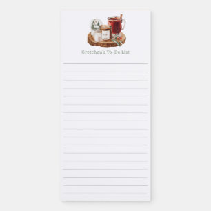 Holiday Watercolor Drink & Candle Personalized Magnetic Notepad