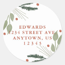 Holiday Watercolor Greenery Return Address