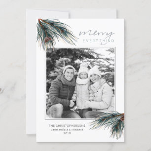 Holiday Watercolor Pine MERRY EVERYTHING Photo Card