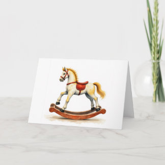 Holiday Watercolor Rocking Horse Thank You Card