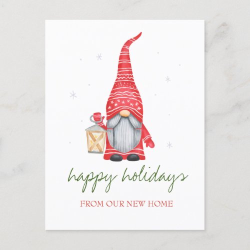 Holiday We Have MovedAdorable Gnome Announcement Postcard