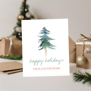 Holiday We Have Moved,Christmas Pine Tree Announcement Postcard