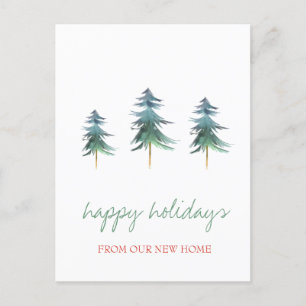 Holiday We Have Moved,Christmas Pine Trees Announcement Postcard