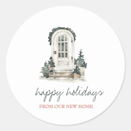 Holiday We Have Moved Front Door Classic Round Sticker