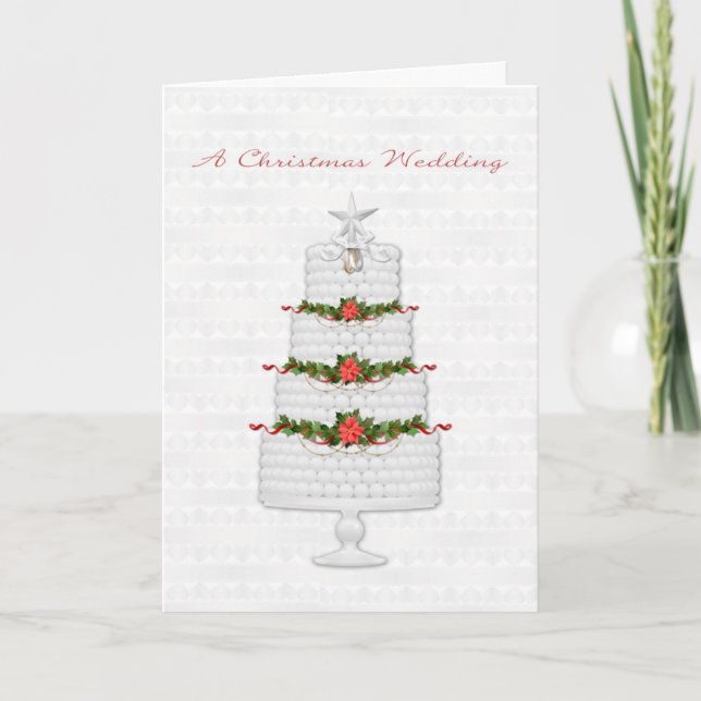 Holiday Wedding Cake, Christmas Wedding Congrats Card (Front)