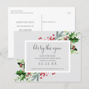 Holiday Wedding Change the Date Announcement Postcard