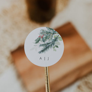 Holiday Wedding Monogram Favor Sticker