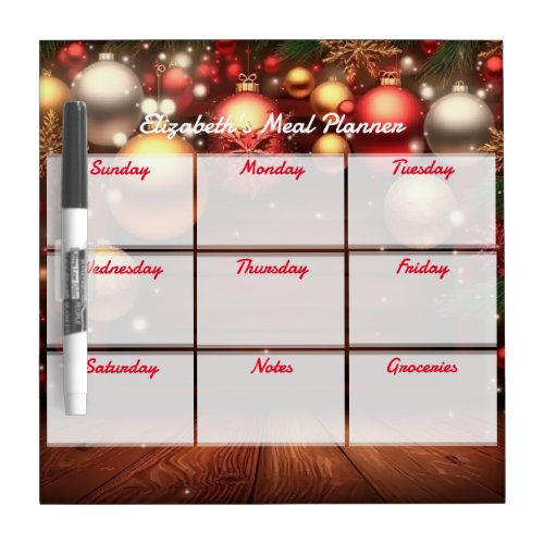 Holiday Weekly Meal Planner Dry Erase Board