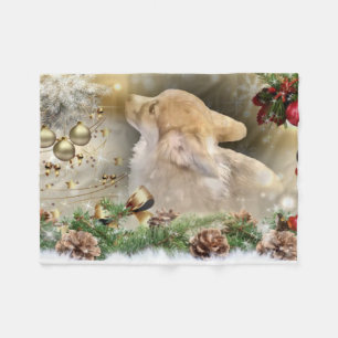 Holiday Welsh Corgi Puppy Fleece Blanket