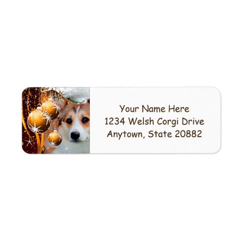Holiday Welsh Corgi with Ornaments Label