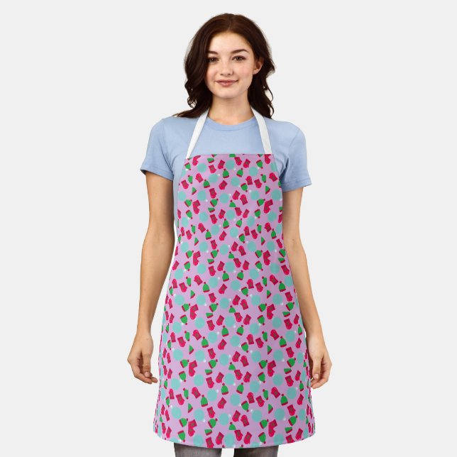 Holiday Whimsical Pattern Apron (Worn)