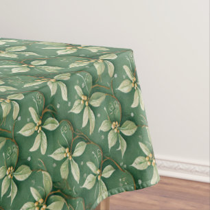 Holiday White Poinsettia Tablecloth
