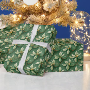 Holiday White Poinsettia Wrapping Paper