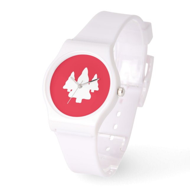 Holiday White Trees Red eWatch Watch (Angle)