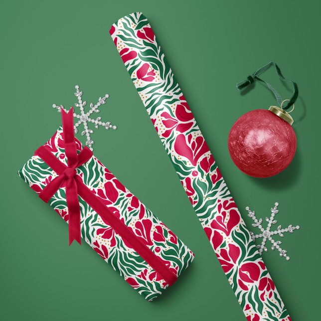 Holiday Wild Florals Wrapping Paper - White  (Wild florals holiday gift wrap sheets by Clearlytangled Studio.)