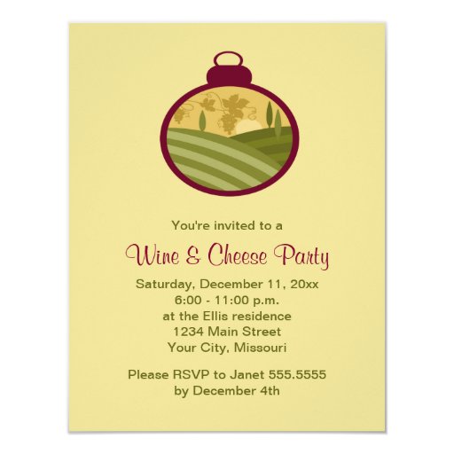 Wine And Cheese Xmas Party Invitations 3