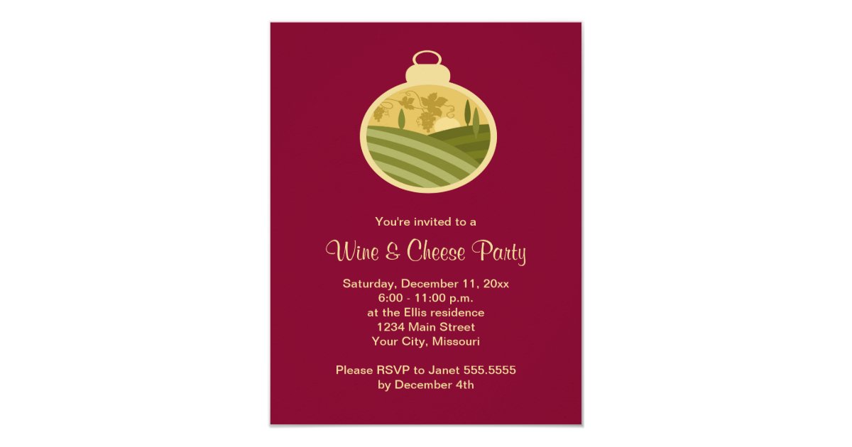 Wine And Cheese Xmas Party Invitations 6