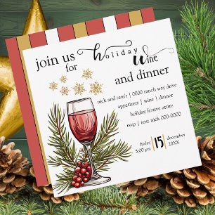 Holiday Wine and Dinner Celebration Party Invitation