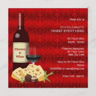 Holiday Wine cheese cocktail party dining formal Invitation