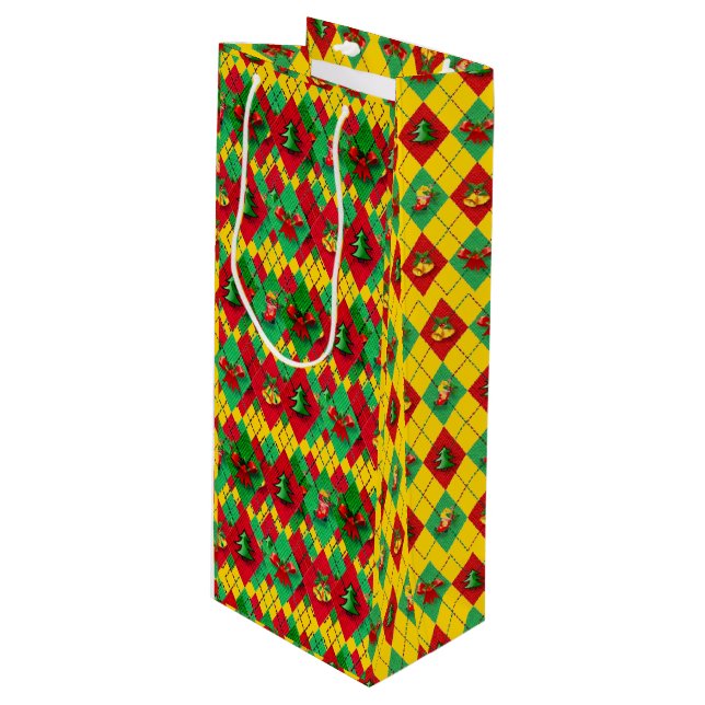 Holiday Wine Christmas New Year's Spirit  Wine Gift Bag (Front Angled)