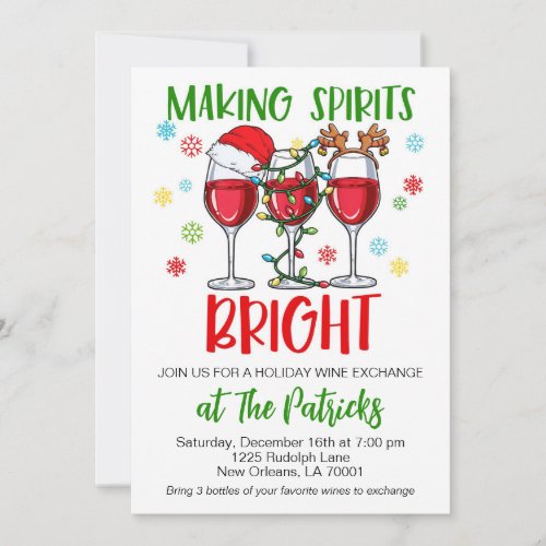 Holiday Wine Exchange Party Invitation