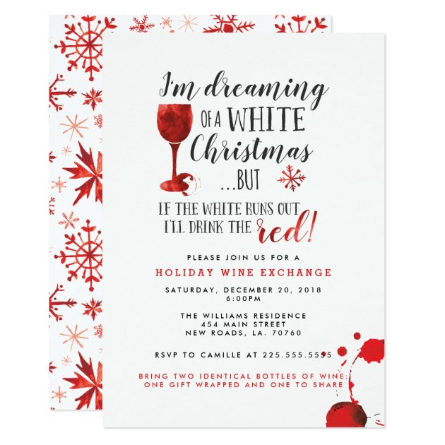 Holiday Wine Exchange Party Invitations