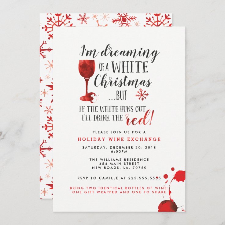 Holiday Wine Exchange Party Invitations Zazzle