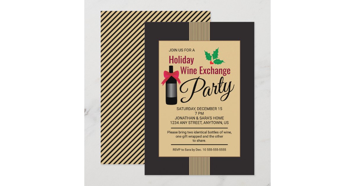 Holiday Wine Exchange Party Invite Zazzle
