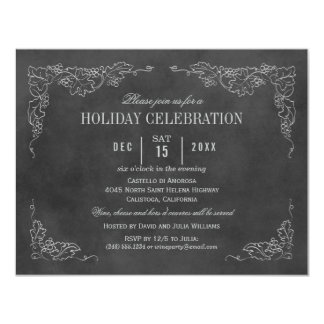Holiday Wine Party Invitation | Black Chalkboard