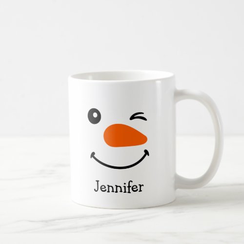  Holiday Winking  Snowman Face Personalized Name   Coffee Mug