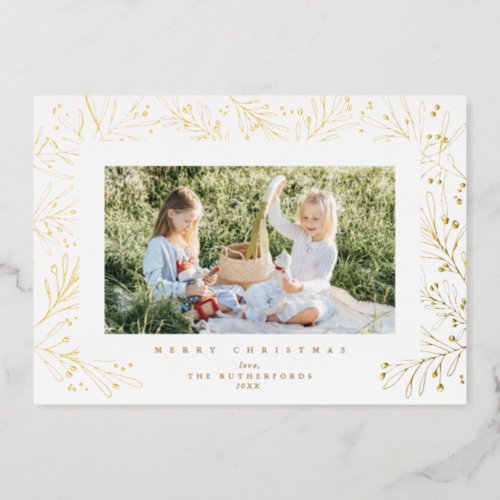 Holiday Winter Botanical Branches Photo Foil Card