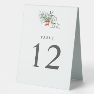 Holiday Winter Botanical Greenery and Berries RSVP Table Tent