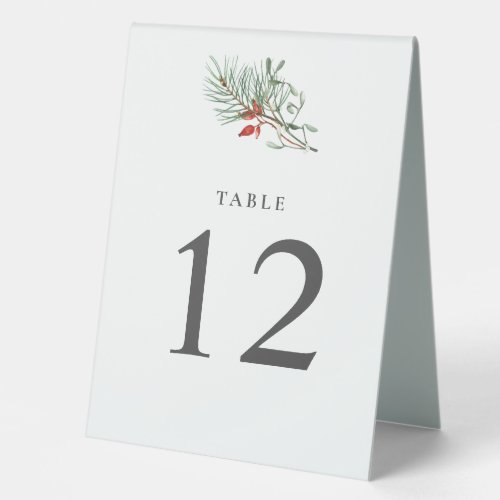 Holiday Winter Botanical Greenery and Berries RSVP Table Tent Sign