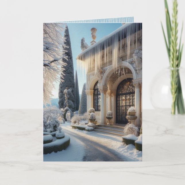 Holiday Winter Elegant Ice Garden  Note Card (Front)